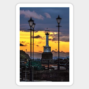 Maryport Lighthouse At Sunset Sticker